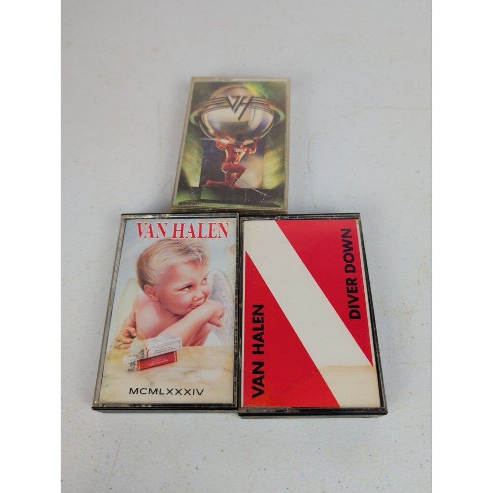 Lot of 3 Van Halen Cassette Tape Diver Down 5150 1984 tested working
